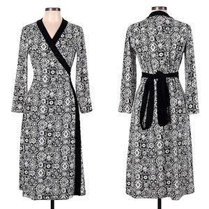 Tahari Jill Paisley Floral Wrap Midi Dress | Small